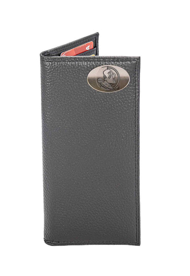 Florida State Seminoles Pebble Grain Leather Wallet – Bifold, Trifold, Tall Roper & Slim Front Pocket – Black or Brown – Executive Style