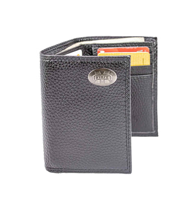 Mississippi State Bulldogs Pebble Grain Leather Wallet – Bifold, Trifold, Tall Roper & Slim Front Pocket – Black or Brown – Executive Style