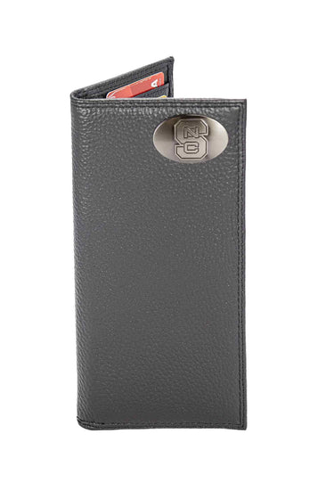 NC State Wolfpack Pebble Grain Leather Wallet – Bifold, Trifold, Tall Roper & Slim Front Pocket – Black or Brown – Executive Style