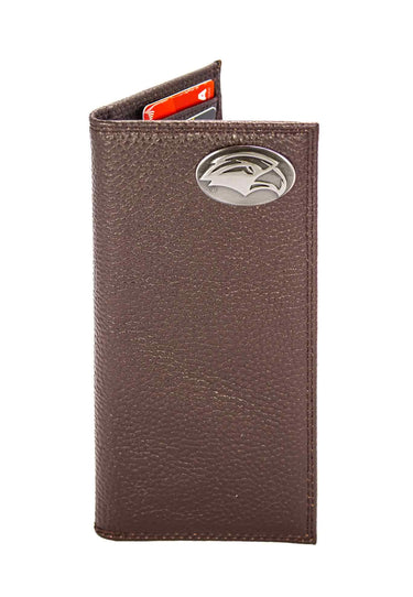 Southern Miss Eagles Pebble Grain Leather Wallet – Bifold, Trifold, Tall Roper & Slim Front Pocket – Black or Brown – Executive Style