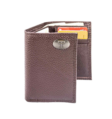 Texas Tech Red Raiders Pebble Grain Leather Wallet – Bifold, Trifold, Tall Roper & Slim Front Pocket – Black or Brown – Executive Style