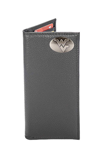 West Virginia Mountaineers Pebble Grain Leather Wallet – Bifold, Trifold, Tall Roper & Slim Front Pocket – Black or Brown – Executive Style