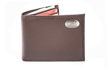 Alabama Crimson Tide Pebble Grain Leather Wallet – Bifold, Trifold, Tall Roper & Slim Front Pocket – Black or Brown – Executive Style