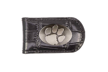 Clemson Tigers Leather Magnetic Money Clip Wallet - Silver Emblem Fan Gift - 6 Colors