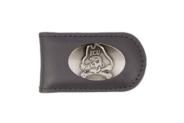 ECU Pirates Leather Magnetic Money Clip Wallet - Silver Emblem Fan Gift - 6 Colors