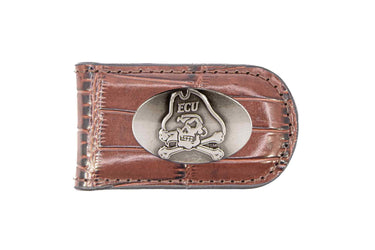 ECU Pirates Leather Magnetic Money Clip Wallet - Silver Emblem Fan Gift - 6 Colors