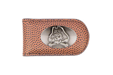 ECU Pirates Leather Magnetic Money Clip Wallet - Silver Emblem Fan Gift - 6 Colors