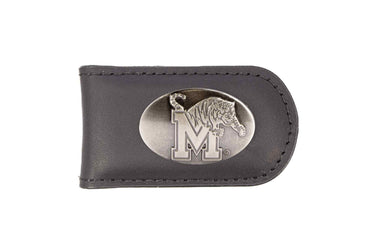 Memphis Tigers Leather Magnetic Money Clip Wallet - Silver Emblem Fan Gift - 6 Colors
