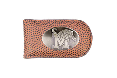 Memphis Tigers Leather Magnetic Money Clip Wallet - Silver Emblem Fan Gift - 6 Colors