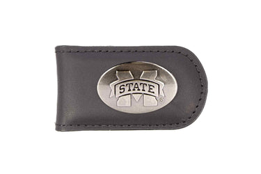 Mississippi State Bulldogs Leather Magnetic Money Clip Wallet - Silver Emblem Fan Gift - 6 Colors