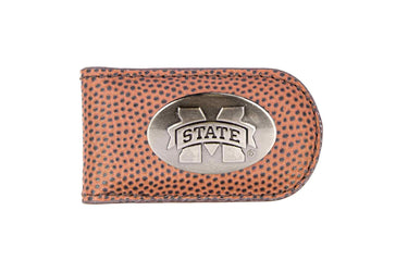 Mississippi State Bulldogs Leather Magnetic Money Clip Wallet - Silver Emblem Fan Gift - 6 Colors