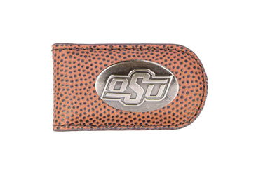 Oklahoma State Cowboys Leather Magnetic Money Clip Wallet - Silver Emblem Fan Gift - 6 Colors