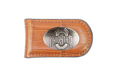 Ohio State Buckeyes Leather Magnetic Money Clip Wallet - Silver Emblem Fan Gift - 6 Colors