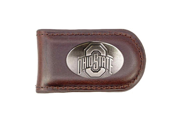 Ohio State Buckeyes Leather Magnetic Money Clip Wallet - Silver Emblem Fan Gift - 6 Colors