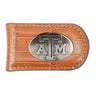 Texas A&M Aggies Leather Magnetic Money Clip Wallet - Silver Emblem Fan Gift - 6 Colors