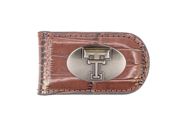 Texas Tech Red Raiders Leather Magnetic Money Clip Wallet - Silver Emblem Fan Gift - 6 Colors