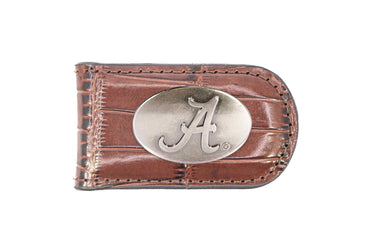 Alabama Crimson Tide Leather Magnetic Money Clip Wallet - Silver Emblem Fan Gift - 6 Colors