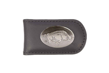 Arkansas Razorbacks Leather Magnetic Money Clip Wallet - Silver Emblem Fan Gift - 6 Colors