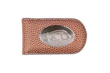 Arkansas Razorbacks Leather Magnetic Money Clip Wallet - Silver Emblem Fan Gift - 6 Colors