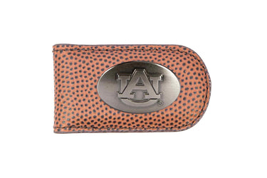 Auburn Tigers Leather Magnetic Money Clip Wallet - Silver Emblem Fan Gift - 6 Colors