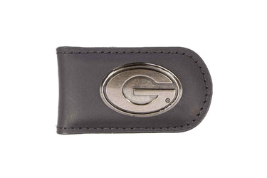 Georgia Bulldogs Leather Magnetic Money Clip Wallet - Silver Emblem Fan Gift - 6 Colors
