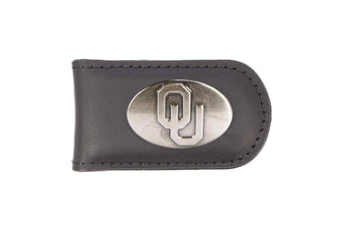 Oklahoma Sooners Leather Magnetic Money Clip Wallet - Silver Emblem Fan Gift - 6 Colors