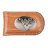 West Virginia Mountaineers Leather Magnetic Money Clip Wallet - Silver Emblem Fan Gift - 6 Colors