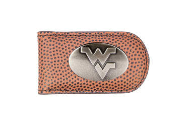 West Virginia Mountaineers Leather Magnetic Money Clip Wallet - Silver Emblem Fan Gift - 6 Colors