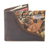 Turkey Camo Corner Leather Wallet – Bifold, Trifold or Tall Roper – Outdoorsman Gift.