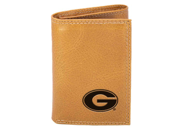 Georgia Bulldogs Collegiate Embossed Leather Wallet – Tan or Gray – Bifold, Trifold & Tall Roper Styles.