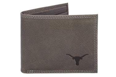 Texas Longhorns Collegiate Embossed Leather Wallet – Tan or Gray – Bifold, Trifold & Tall Roper Styles.