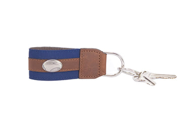 Georgia Southern Eagles Collegiate Grosgrain Ribbon Key Chain with Leather Accent and Silver Emblem.