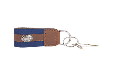 Penn State Nittany Lions Collegiate Grosgrain Ribbon Key Chain with Leather Accent and Silver Emblem.