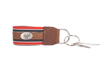 Texas Tech Red Raiders Collegiate Grosgrain Ribbon Key Chain with Leather Accent and Silver Emblem.