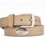 Marlin Men's Leather Belt - Crazy-horse Finish With Silver Metal Emblem - Outdoor Rugged Belt.