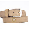 Shotshell Men's Leather Belt - Crazy-horse Finish With Silver Metal Emblem - Outdoor Rugged Belt.