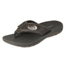 NC State Wolfpack Men's Collegiate Flip Flop Sandal. Brown Straps With Metal Concho Logo. Cushioned Insole and Non-skid Outsole.