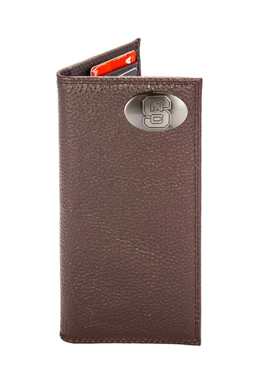 NC State Wolfpack Pebble Grain Leather Wallet – Bifold, Trifold, Tall Roper & Slim Front Pocket – Black or Brown – Executive Style