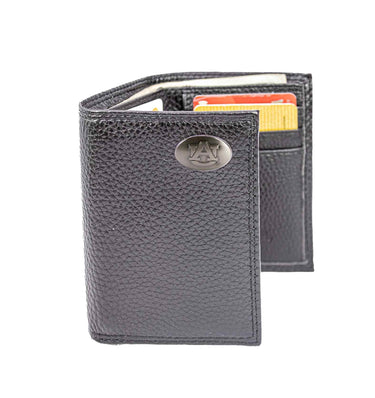 Auburn Tigers Pebble Grain Leather Wallet – Bifold, Trifold, Tall Roper & Slim Front Pocket – Black or Brown – Executive Style