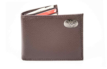 West Virginia Mountaineers Pebble Grain Leather Wallet – Bifold, Trifold, Tall Roper & Slim Front Pocket – Black or Brown – Executive Style