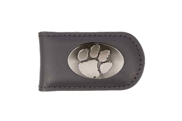 Clemson Tigers Leather Magnetic Money Clip Wallet - Silver Emblem Fan Gift - 6 Colors