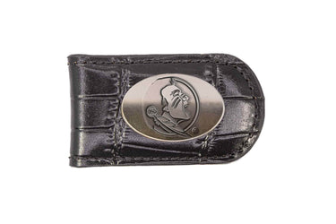 Florida State Seminoles Leather Magnetic Money Clip Wallet - Silver Emblem Fan Gift - 6 Colors