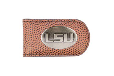 LSU Tigers Leather Magnetic Money Clip Wallet - Silver Emblem Fan Gift - 6 Colors
