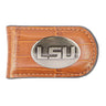 LSU Tigers Leather Magnetic Money Clip Wallet - Silver Emblem Fan Gift - 6 Colors