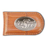 Oklahoma State Cowboys Leather Magnetic Money Clip Wallet - Silver Emblem Fan Gift - 6 Colors