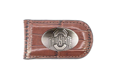 Ohio State Buckeyes Leather Magnetic Money Clip Wallet - Silver Emblem Fan Gift - 6 Colors