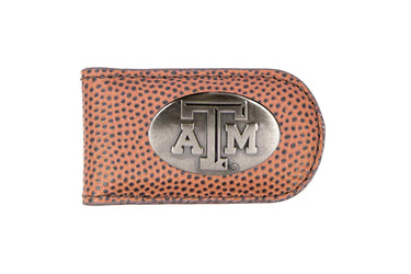 Texas A&M Aggies Leather Magnetic Money Clip Wallet - Silver Emblem Fan Gift - 6 Colors