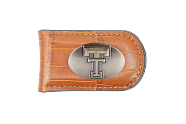 Texas Tech Red Raiders Leather Magnetic Money Clip Wallet - Silver Emblem Fan Gift - 6 Colors