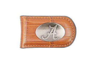 Alabama Crimson Tide Leather Magnetic Money Clip Wallet - Silver Emblem Fan Gift - 6 Colors