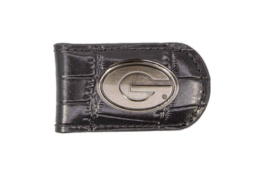 Georgia Bulldogs Leather Magnetic Money Clip Wallet - Silver Emblem Fan Gift - 6 Colors